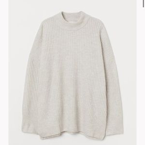 H&M Cream Rib- Knit Mock Neck